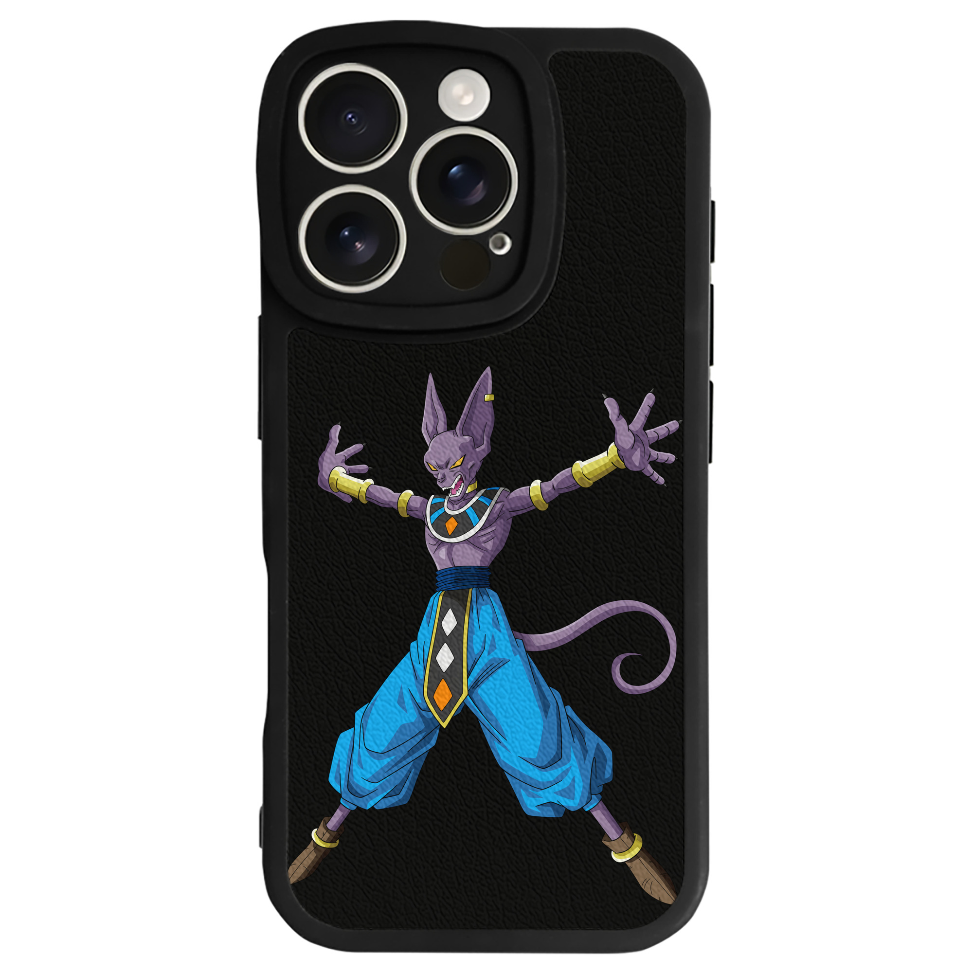 （画像用） ドラゴンボール ビルス 破壊神ビルス DRAGON BALL Beerus Birusu 【iPhone 16シリーズ対応】シリコンスマホケース（レザー調） 材質：シリコン